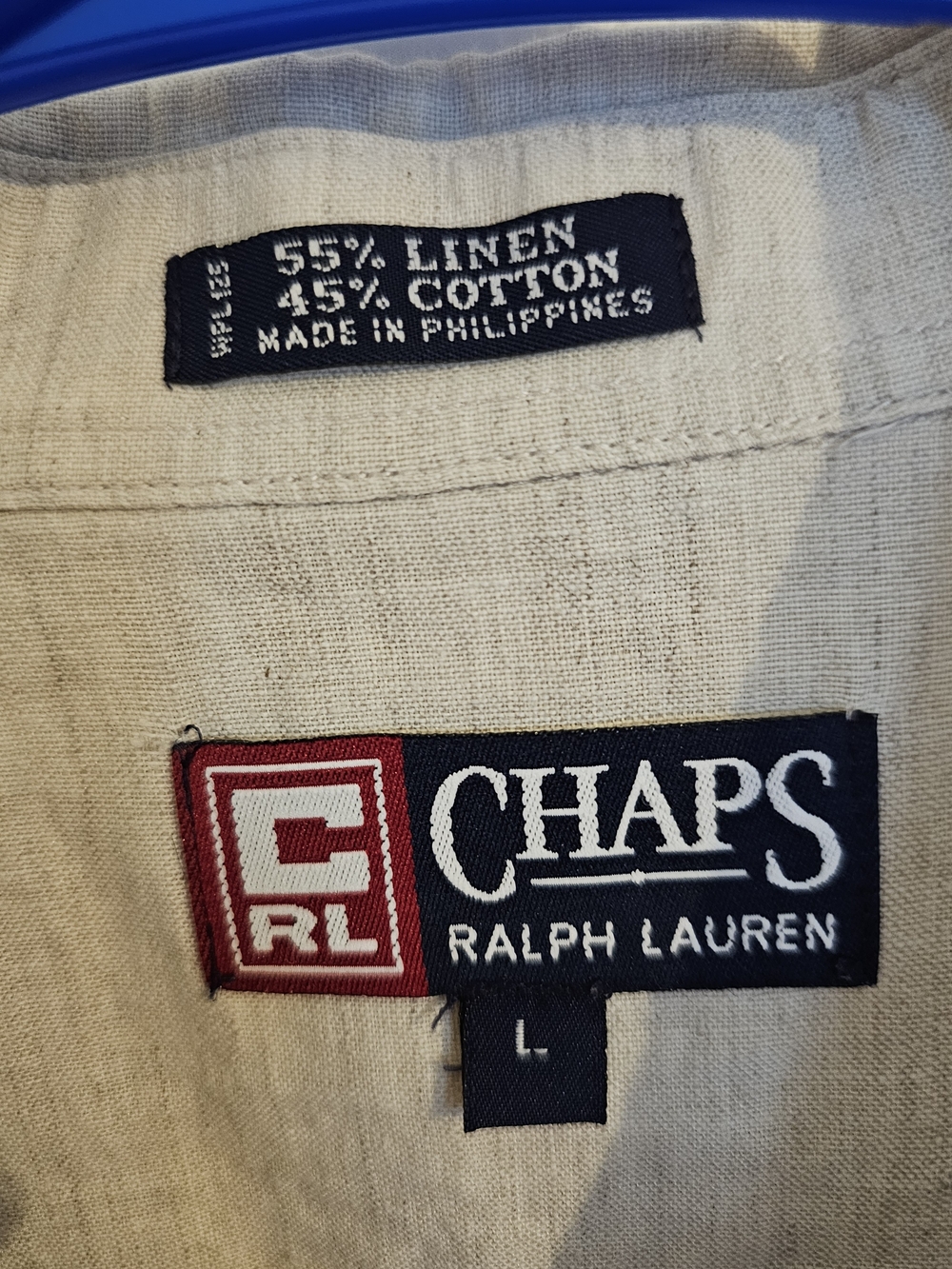 Chaps Men's Short-Sleeve Linen Blend, Button-Down Shirt in Beige - Picture 4 of 4